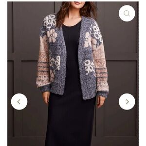 Tribal Women's Floral Cardigan - Gray and Pink